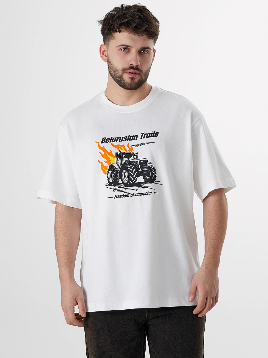 Футболка мужская белая с принтом