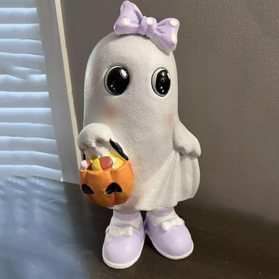 2 шт. Хэллоуин Призрак Украшения Смола Кот Тыква Призрак Фигурка Маленький Стол Украшения для