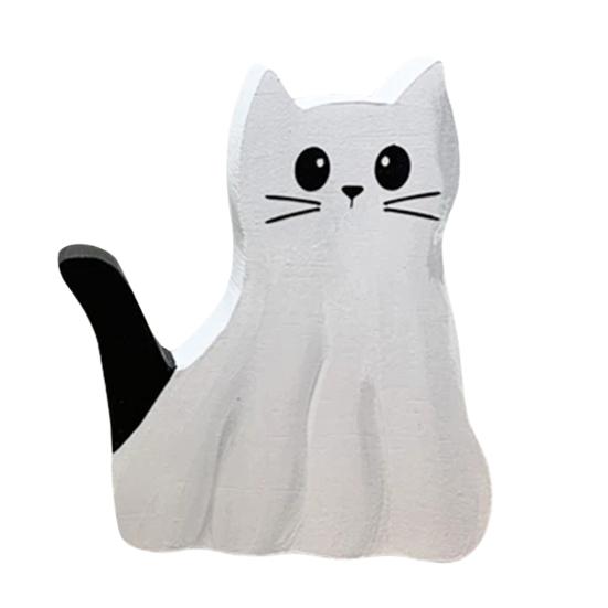 1/2 шт. Настольная табличка «Кот-призрак» Хэллоуин Жуткий Деревянный Котенок-призрак Многоярусный поднос